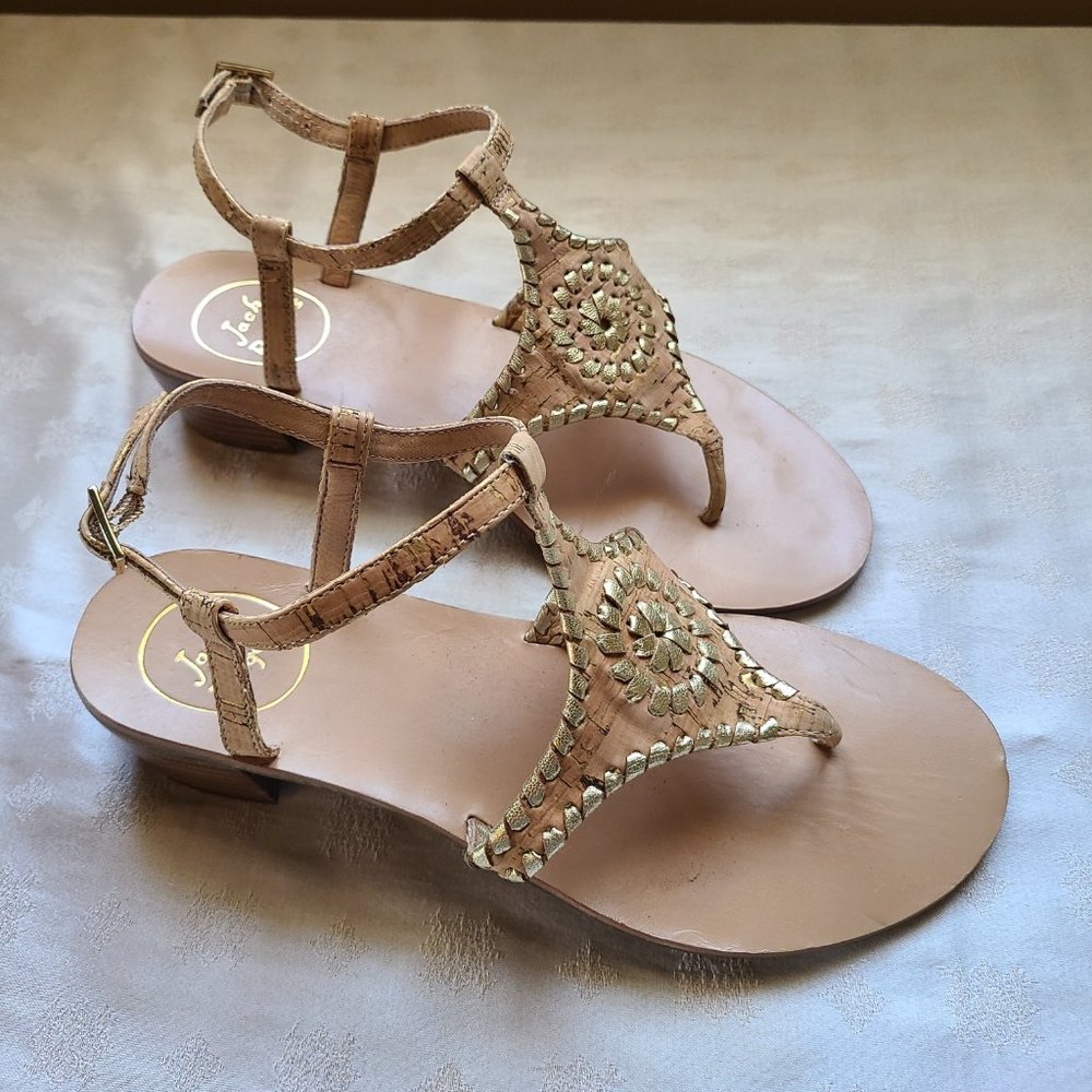 Jack Rogers Summer Sandals cork with gold trim